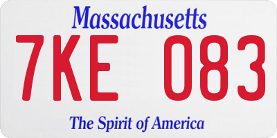 MA license plate 7KE083