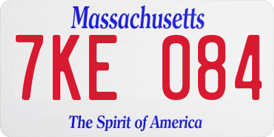 MA license plate 7KE084