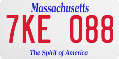 MA license plate 7KE088