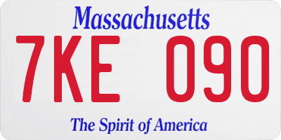 MA license plate 7KE090