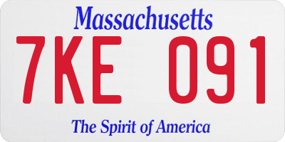 MA license plate 7KE091