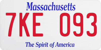 MA license plate 7KE093