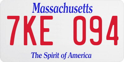 MA license plate 7KE094