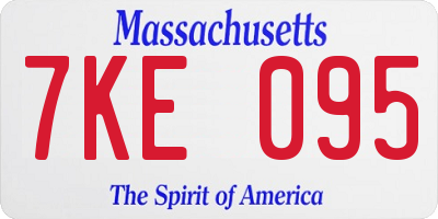MA license plate 7KE095