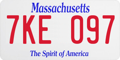 MA license plate 7KE097