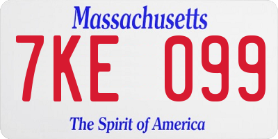 MA license plate 7KE099