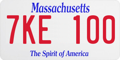 MA license plate 7KE100