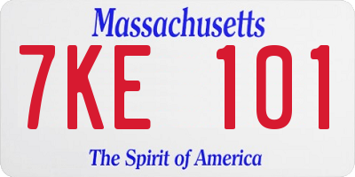 MA license plate 7KE101