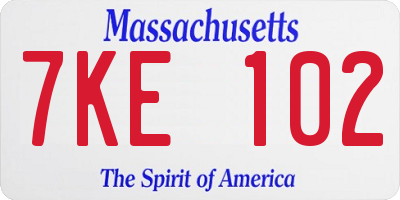 MA license plate 7KE102