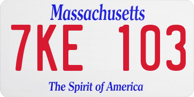 MA license plate 7KE103