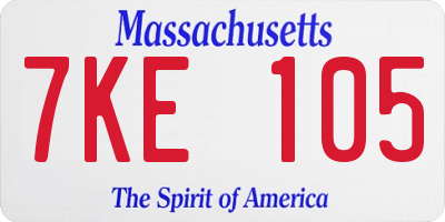 MA license plate 7KE105