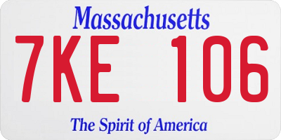 MA license plate 7KE106