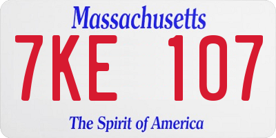 MA license plate 7KE107