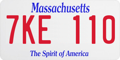 MA license plate 7KE110
