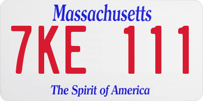 MA license plate 7KE111
