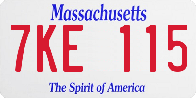 MA license plate 7KE115