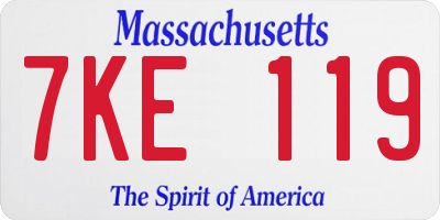 MA license plate 7KE119