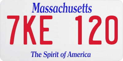 MA license plate 7KE120