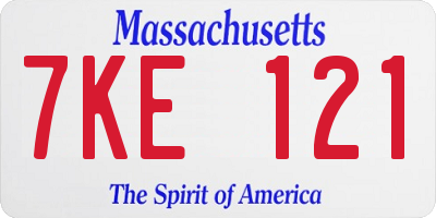 MA license plate 7KE121
