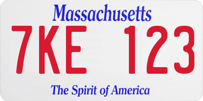 MA license plate 7KE123