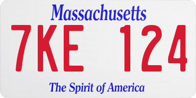 MA license plate 7KE124