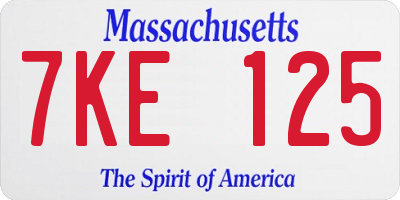 MA license plate 7KE125