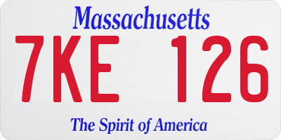 MA license plate 7KE126