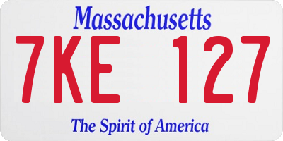 MA license plate 7KE127
