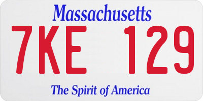MA license plate 7KE129