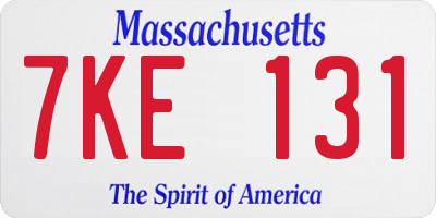 MA license plate 7KE131