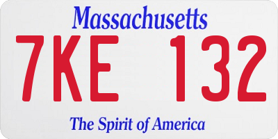 MA license plate 7KE132