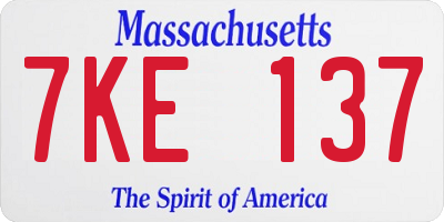 MA license plate 7KE137