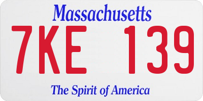 MA license plate 7KE139
