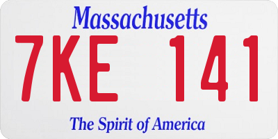 MA license plate 7KE141