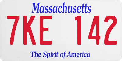 MA license plate 7KE142