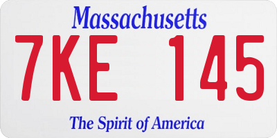 MA license plate 7KE145