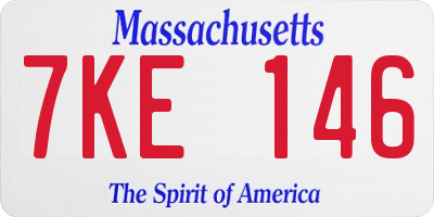 MA license plate 7KE146