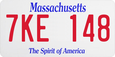 MA license plate 7KE148