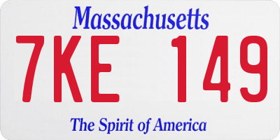 MA license plate 7KE149