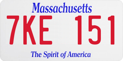 MA license plate 7KE151