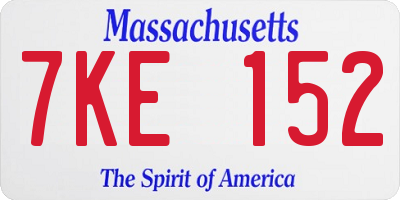 MA license plate 7KE152