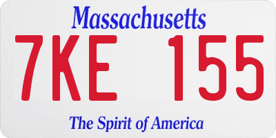 MA license plate 7KE155