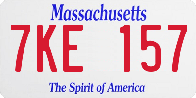 MA license plate 7KE157