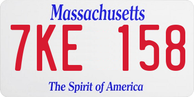 MA license plate 7KE158