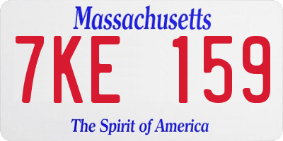 MA license plate 7KE159