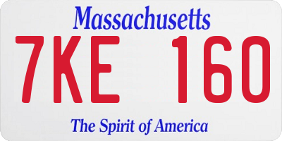 MA license plate 7KE160
