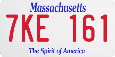 MA license plate 7KE161