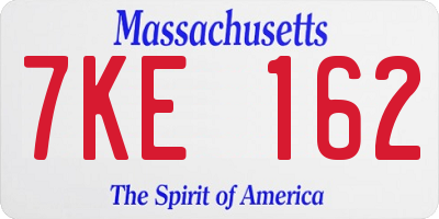 MA license plate 7KE162