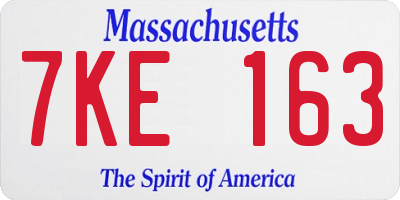 MA license plate 7KE163