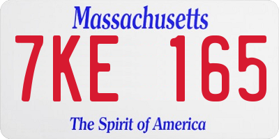 MA license plate 7KE165
